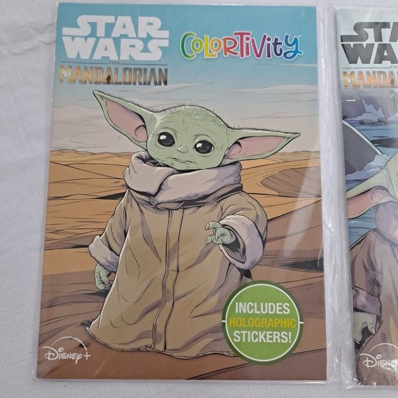 Star Wars Baby Yoda Coloring Book Holographic Sticker Set 2 pack - Picture 2 of 16